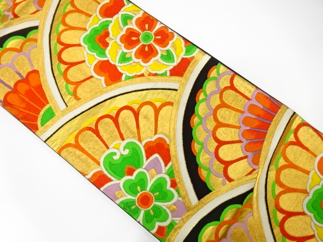 アンティーク　華紋青海波模様織り出し袋帯（着用可）